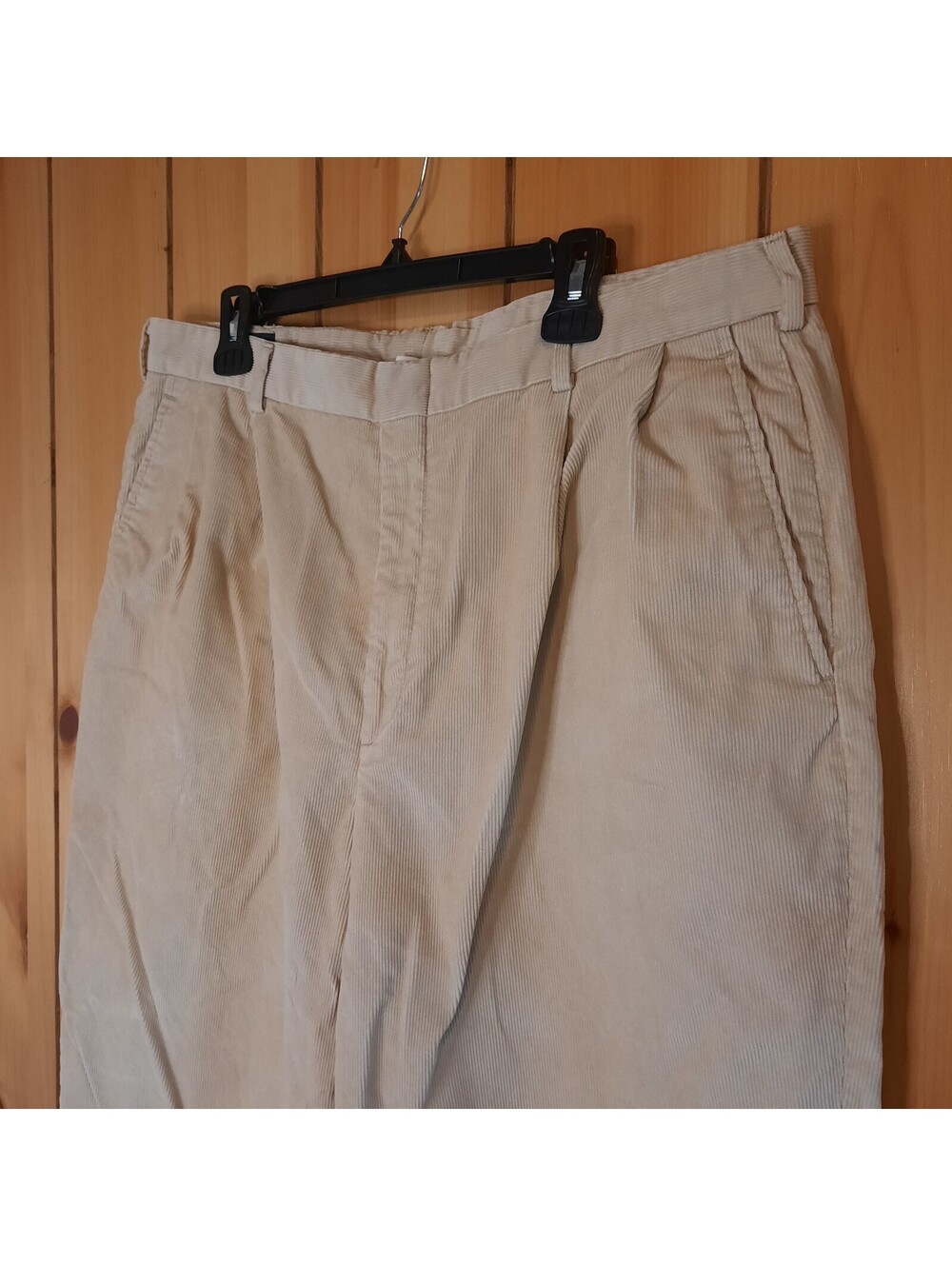 Lands End Corduroy Pants Men’s 38L Beige Traditional Fit Pleated  Vtg Flaw